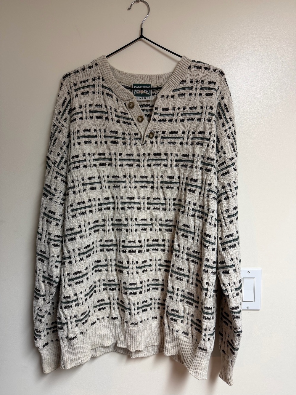 Worthington Women's Cream V-Neck Button Pullover Sweater